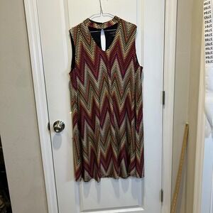 Perceptions Woman Sleeveless Geometric Chevron Shift Dress 16W